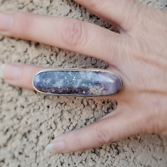 New Oversized Lepidolite 925 Silver Ring. - Picture 11 of 15